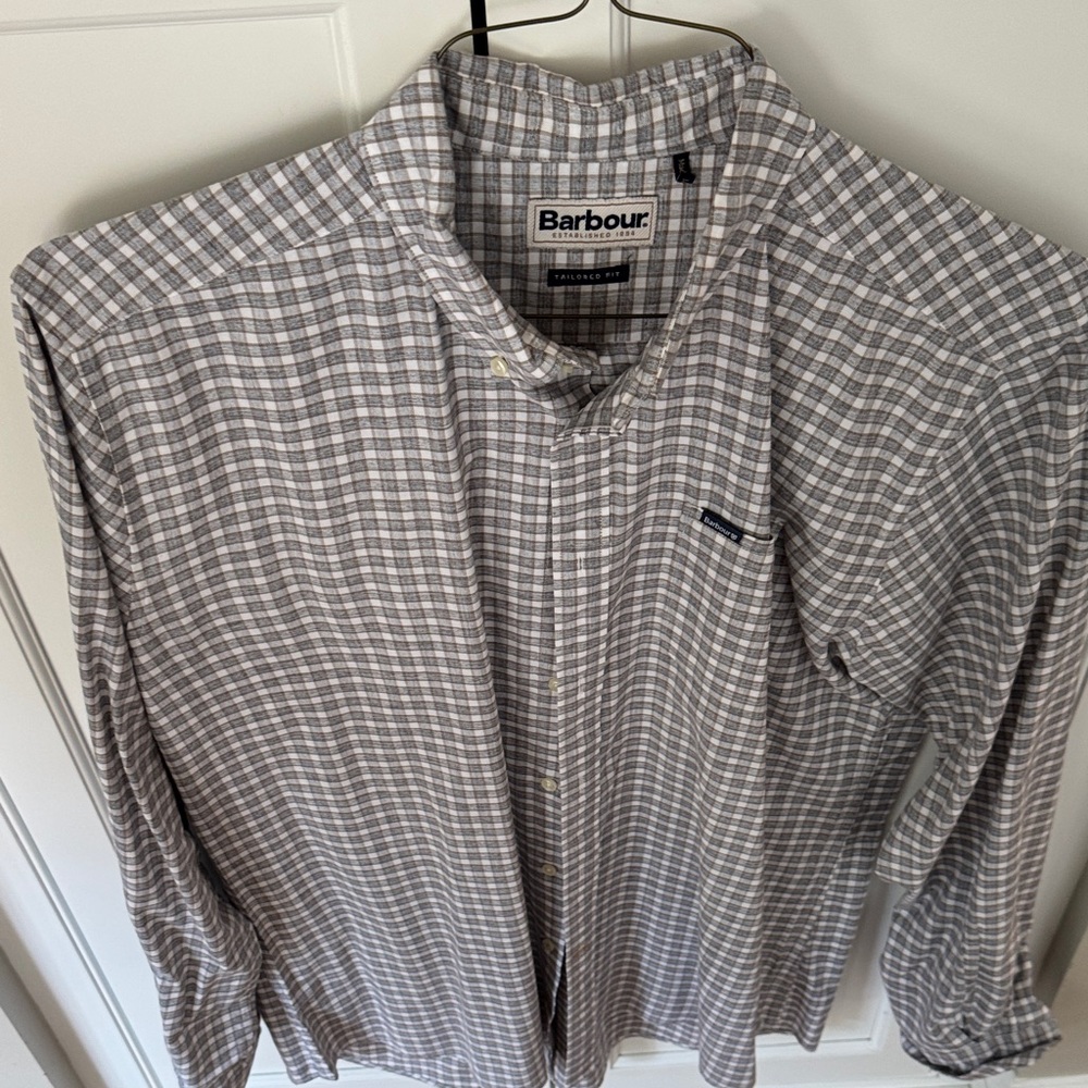 Barbour Men's Classic Gray Plaid Shirt